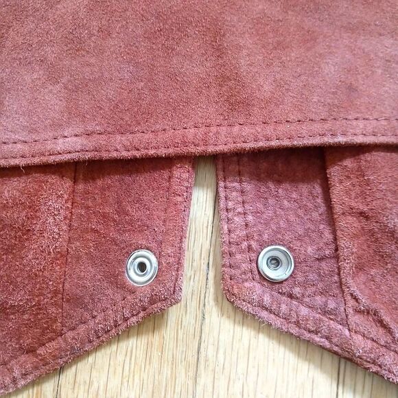 Vintage Suede Leather Vest Valerie Richards V-neck Button Two Pockets Western M - Picture 12 of 13